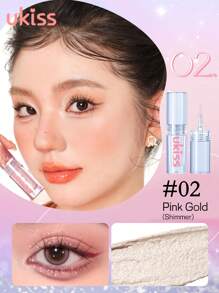 UKISS 1.5克闪亮液体眼影，钻石闪粉，持久闪亮眼影，轻盈柔滑 - #02 Pink Gold - 查看 5