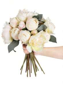 2 Bouquet Artificial Peonies Silk Flowers Vintage Fake Flowers Faux Peony Flowers For Flower Arrangements Artificial Centerpiece Home Table Dining Room Decor - 白色 - 查看 1
