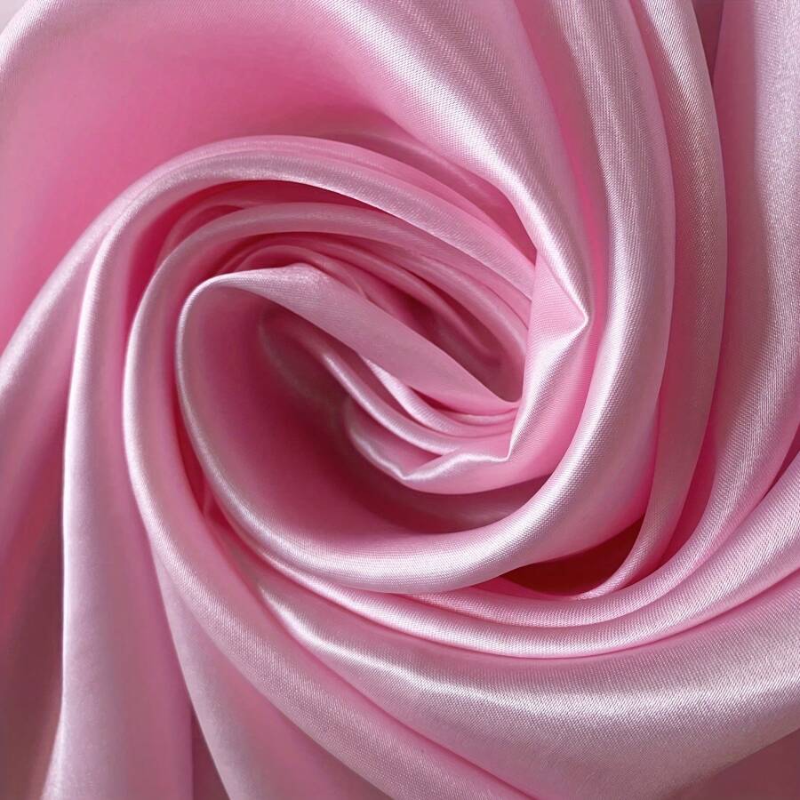 1pc Faux Silk Satin Fabric, Glossy Satin For Wedding Dress, Sleepwear, Home Decor DIY, Tablecloth, Background Material - Pink - View 1