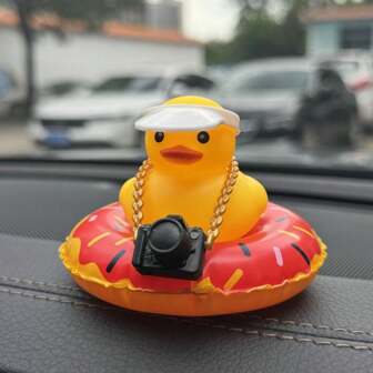 1 st cool anka med vit hatt design bildekoration, dekoration av instrumentbräda i bilen, tillbehör till bilinredning