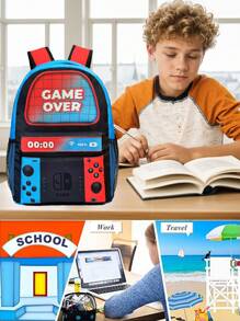Mochila de regreso a la escuela para niños - Mochila para niños gamers para niños, niños y adolescentes, escuela primaria y secundaria - Mochilas para niños de 6 a 18 años, mochila escolar de videojuegos de 16 pulg. para viajes