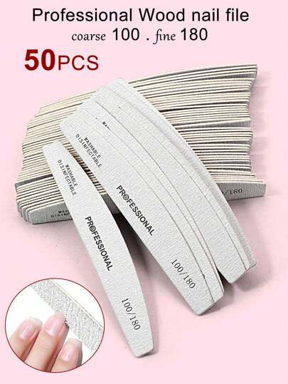 50pcs 100/180 Grit Nail Files Double Sided Emery Board Washable Emery Boards Reusable Nail Buffers Manicure Tools For Natural Nails Acrylic Nails Home And Salon Use