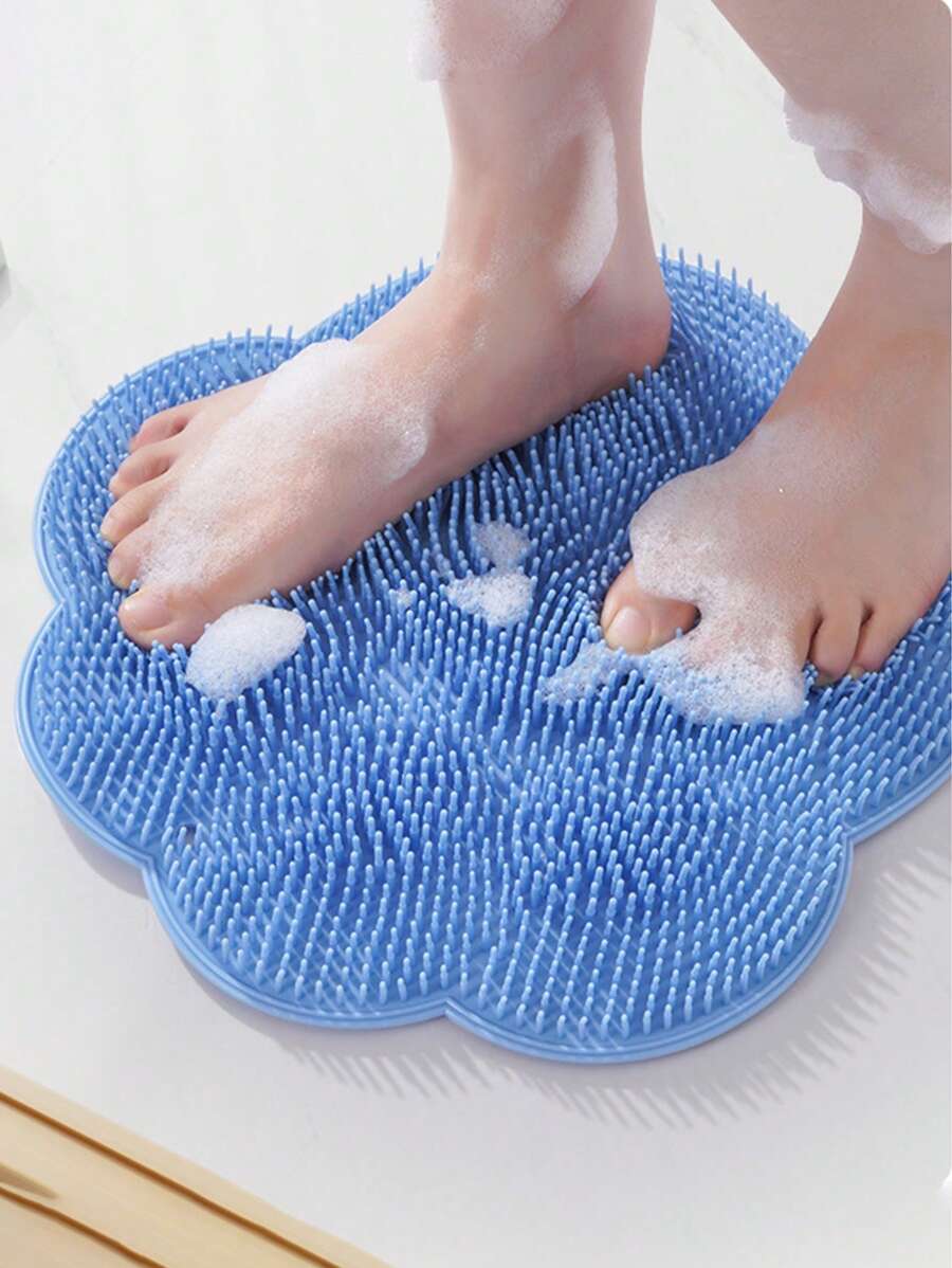 1 pieza Alfombra de masaje de silicona para el baño, lavador de pies, cepillo de espalda, almohadilla para los pies en la ducha, accesorio de baño, suministros de ducha, decoración de baño para el hogar, decoración de otoño, de vuelta a la escuela