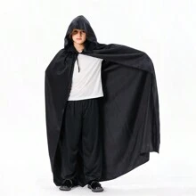 1pc Halloween Cosplay Costume Death Reaper Hooded Cape Cloak, Horror Black Robe, Christmas