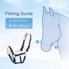 Nobleza Horse Headcollar Fleece Trim, Fully Adjustable, Training Halter. - Navy Blue - View 5
