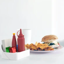 Kit 4 Napkin Holder Sachet Cruet Table Counter Countertop Organizer Multipurpose Holder With Dividers - 白色 - 查看 8