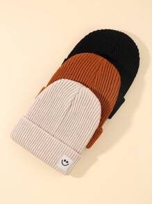 3件装儿童针织帽保暖宝宝针织帽男童女童可爱时尚针织帽日常聚会婴儿针织帽秋冬 - 彩色 - 查看 2