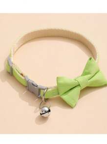 Adjustable Pet Cat Dog Plaid Bowknot Bell Collar, Small Pet Accessories