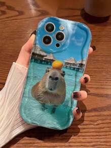 Wave, Seawater Capybara, Colorful Enamel Cream Wavy Edge Print Protective Phone Case, Compatible With IPhone 15, IPhone 15 Pro Max, Apple P13, P14, P11, P12, XS, XR, 7/8P, 7/8G, ES2, A50, A12, A32, A52, A72, A51, A21S, A13, A14, S22 Ultra, S23, A33, A53, S20 FE, Redmi 11 Youth, 12 Pro, 12/12X, Note 11, 9A, 9C, Polox3 NFC, Redmi 10, Redmi 9, 12C, Note 11 Pro, Redmi 10C, Note 8 Pro
