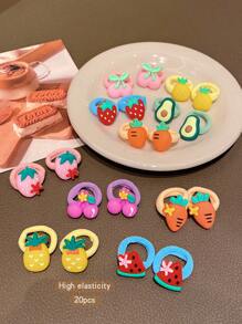 20pcs Cute Fruit Pattern Hair Ties, Everyday Hair Accessories - Multicolor - View 4