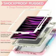 适用于 iPad (A16) 第 11 代/Air11/Air13 M3 (2025) 第 9/8/7 代 (2021/2020/2019) 的重型防震保护壳，坚固耐用的硬壳保护套，内置支架，适用于 10.2 英寸 iPad 2021/2020/2019。 - 迷彩粉紅 - 查看 5