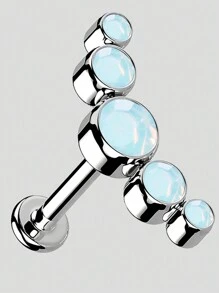 1 pièce Boucle d'oreille de piercing de tragus, cartilage, hélix en acier inoxydable avec cinq zirconias et opale, bijou de piercing de lobe d'oreille et labret avec cristal