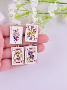8 piezas Accesorios al por mayor de joyería Colgante de aleación de zinc con forma de naipe a la moda DIY