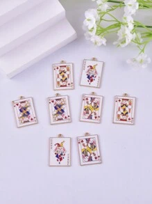 8 piezas Accesorios al por mayor de joyería Colgante de aleación de zinc con forma de naipe a la moda DIY