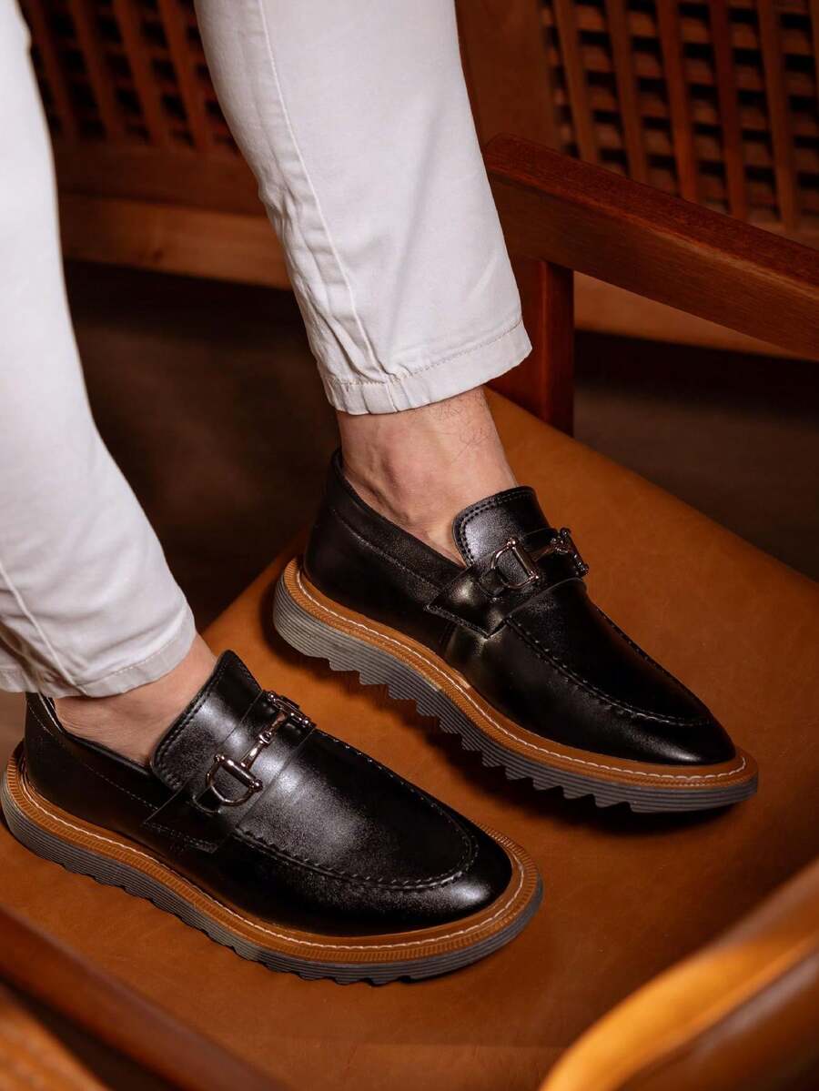 Men's Moccasin Tractored Sole With Bridle Comfort And Elegance Men's Casual Social Shoe Modern - 黑色 - 查看 1