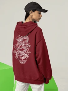 KANGARU Chinese Dragon Sweatshirt Blouse 2373 FLUXOGEEK - 紫紅色 - 查看 7