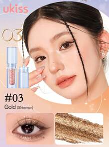 UKISS 1.5克闪亮液体眼影，钻石般闪耀，亮片持久闪亮眼影，轻盈柔滑 - #03 Gold - 查看 5