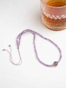 [VE] 1pc High Quality Natural Amethyst Necklace, Enhances Wearer's Mentality & Confidence; As A Symbol Of Love, Amethyst Represents Eternal Love, Known As 'Love Guardian Stone', Suitable For Daily Wear By Ladies, Natural Gemstone Color Varies - Purple - View 4
