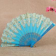 1pc Retro Pattern Elegant Polyester Hand Fan, Suitable For Casual/Party Use - Multicolor - View 4