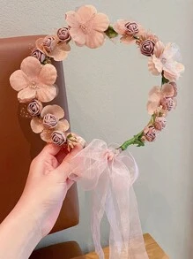 1pc Cute And Beautiful Ancient Style Flower Crown Headband For Girls (Small/Medium/Large) - Multicolor - View 8