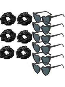 Satin Bridesmaid Scrunchies Bachelorette Hair Ties Set Of 6 Glasses Bridal Shower No Damage Hairties Ideas Gift For Wedding Party Favors Bridesmaid Proposal Gifts