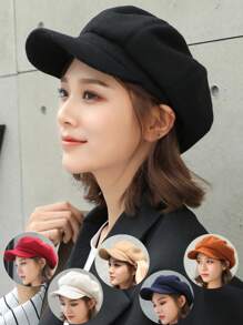 1pc Casual Classic Elegant Retro Polyester Solid Color Beret Hat, Autumn/Winter - Beret - View 12