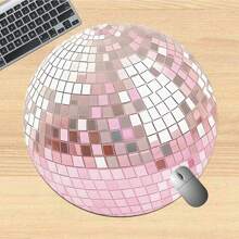 1pc Cute Glitter Ball Mouse Pad, Round Office Desk Pad With Anti-Slip Rubber Base, Small Mini Travel Mousepad For Laptop, Notebook, Office, Home, Study And Gaming, 8"X8"X0.08"