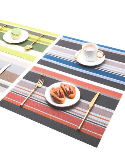 1 件简约条纹餐垫，优质编织餐桌隔热垫，防水防油优雅餐具垫，家庭和酒店使用，婚礼礼品，日常必需品
