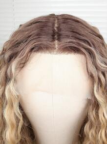 合成耐热蕾丝前假发，带婴儿头发 13*4.5*1 预拔发际线，合成耐热超长卷发波浪发 32 英寸，黑色，部分分离，日常使用，高品质，适合女性，外观自然，优质合成柔软，可穿戴 - 彩色 - 查看 8