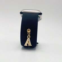 1pc Diamond Encrusted 26 English Letter Charm, Suitable For Silicone Watch Band Decoration