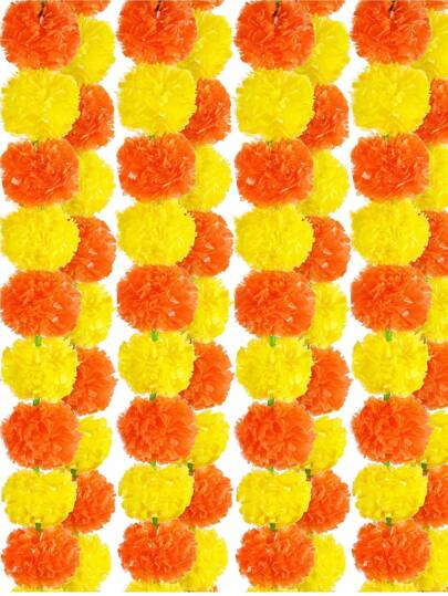 MEHELANY 3/1 件 150 厘米 59.1 英寸人造塑料万寿菊花适用于婚礼、圣诞节、活动装饰、万圣节、亡灵节活动派对装饰、婚礼、节日和传统主题装饰、家居装饰、摄影道具背景 DIY