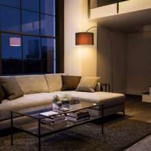 1pcs 1-Light Hanging Fabric Shade Floor Lamp Black Modern Adjustable Drum Floor Lamps Tall Pole Lamp For Living Room Bedroom Office - 查看 4