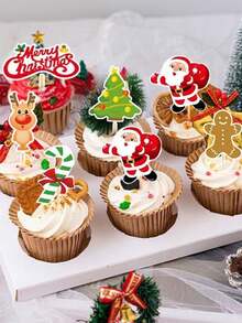 24 قطعة من الديكورات الجميلة لتزيين كعك بأشكال وموضوعات ، إكسسوارات الحفلات، زينة للكعك، لحفلات عيد الميلاد، هدايا ، زينة الحلوى والطعام، أطباق الحلوى، ديكور الطاولة في ، الشوكولاتة، الكعك المزيف - متعدد الألوان - مشاهدة 5