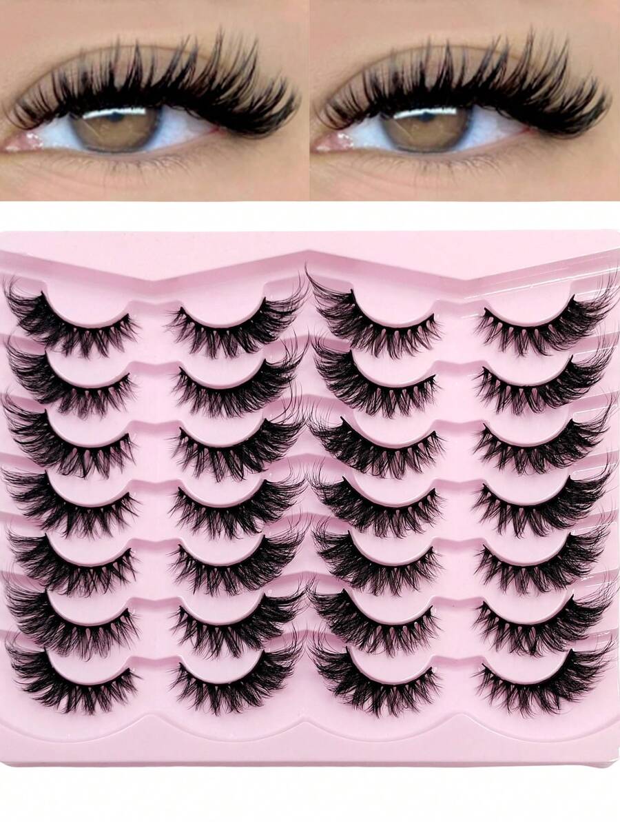 Rikuaild 14 Pairs Cat Eye Lashes Fake Eyelashes Natural Long Fluffy Dramatic Winged End Eye Elongated Eyelashes Fake Lashes Makeup - Lông mi mắt mèo - Xem 1