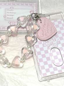 1个透明亚克力硬卡包，单卡收纳，心形钥匙扣，小型卡包，非接触式银行卡夹，地铁卡夹，便携式挂件，卡包，钱包，名片夹，信用卡夹，身份证夹，女士卡包 - 彩色 - 查看 9