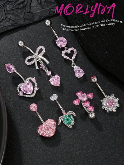1-5Pcs Y2k Pink Heart Belly Button Ring Tear-Drop Rhinestone Decor Navel Jewelry Turtle Navel Piercing Bow Belly Bar Dangle Belly Piercing Bar Cross Turquoise Stainless Steel Blue Opal Belly Rings Navel Nail Navel Rings Belly Piercing Jewelry Gift For Women Girls Daily Wear Christmas Halloween Gift ﻿ Valentines,Mom,Mother,Mother's Day,Gift