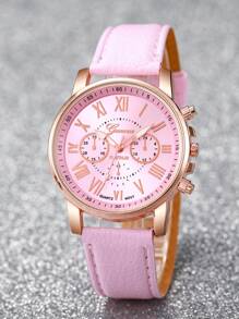 Set da 6 orologi da polso al quarzo da donna, stile romano classico con quadrante a tre lancette, più set di gioielli con strass a forma di cuore (scatola per orologio non inclusa)