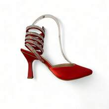 5212- ZAPATILA PUNTAL, CON ESPIRAL CON PIEDRAS BRILLOSAS - Rojo - Ver 2