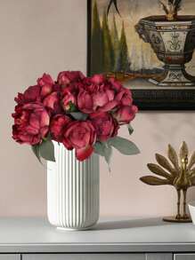 2 Bouquet Artificial Peonies Silk Flowers Vintage Fake Flowers Faux Peony Flowers For Flower Arrangements Artificial Centerpiece Home Table Dining Room Decor - Đỏ - Xem 4