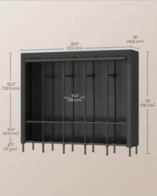 SONGMICS Wardrobe Closet, Heavy Duty Portable Closet Organization And Storage, Freestanding Clothing Rack, 25 Mm Dia. Thick Steel Tubes, Clothes Organizer With Fabric Cover, 5 Hanging Rails, 10 Shelves - 黑色 - 查看 2