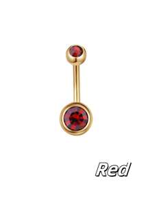1pc Fashionable Stainless Steel Cubic Zirconia Golden Belly Button Ring, Suitable Navel Belly Ring Navel Jewelry Navel Piercing Bar Belly Rings Navel Nail Navel Rings Belly Piercing Jewelry For Women And Girls Daily Wear