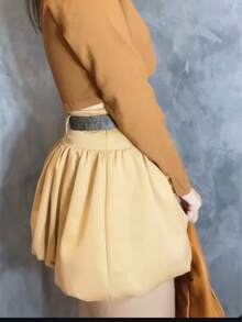 WOMEN'S SHORT BALLOON SKIRT TAILOR ROUND FASHION - 米色 - 查看 2