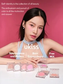 ukiss 纯色霜状腮红，哑光闪光腮红霜，质地柔软细腻，不粘腻，裸妆，持久妆容，一体式彩妆盘，面部美容化妆品 - 09# Caramel Apricot - 查看 12