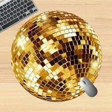 1pc Cute Glitter Ball Mouse Pad, Round Office Desk Pad With Anti-Slip Rubber Base, Small Mini Travel Mousepad For Laptop, Notebook, Office, Home, Study And Gaming, 8"X8"X0.08"