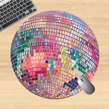 1pc Cute Glitter Ball Mouse Pad, Round Office Desk Pad With Anti-Slip Rubber Base, Small Mini Travel Mousepad For Laptop, Notebook, Office, Home, Study And Gaming, 8"X8"X0.08"