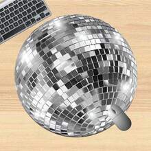 1pc Cute Glitter Ball Mouse Pad, Round Office Desk Pad With Anti-Slip Rubber Base, Small Mini Travel Mousepad For Laptop, Notebook, Office, Home, Study And Gaming, 8"X8"X0.08"