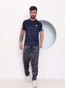Kit 3 Camisetas Camisas Manga Curta Gola Redondo Lisa Basico Simples Stripe Preto-branco Todos os Cores Gola Redonda Dry-Fitness Respiravel  Academia Casual Para Homem