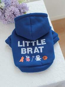 PETCIRCLE 1pc Pet Clothes For Dogs/Cats, Warm, Soft, Comfortable, Cute Hooded Two-Legged Sweatshirt Outwear, Suitable For Autumn/Winter