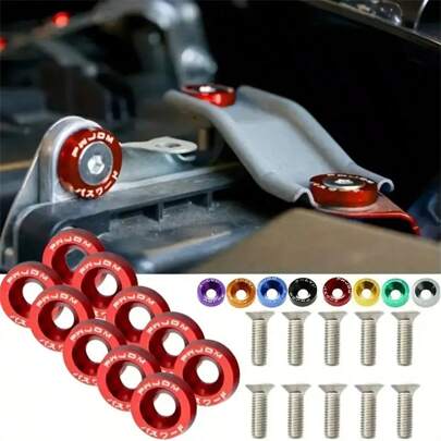 Fender 10pcs/Set M6 Arruelas De Pára-Lamas Estilo JDM Alumínio E Parafuso Para Hõnda Civic Inte