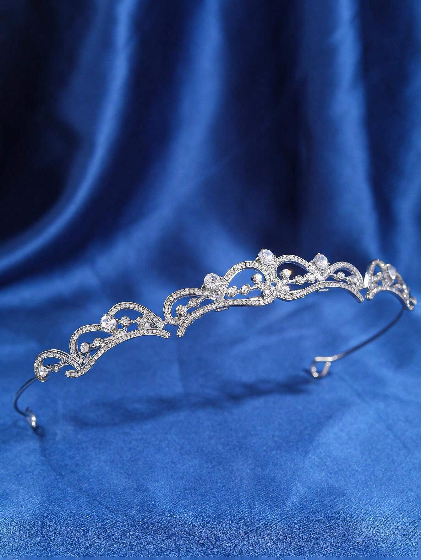Tiara Nuziale Con Strass - Corona Di Cristallo Per Principesse - Oro/Argento 15x9 Cm - Per Matrimoni E Feste - Foto 10